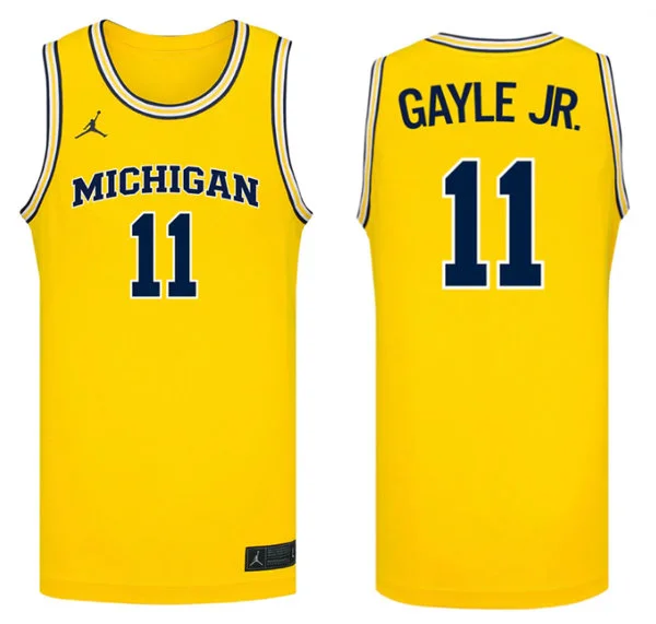 Mens Youth Michigan Wolverines #11 Roddy Gayle Jr.  Maize College Basketball Game Jersey