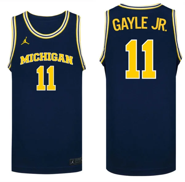 Mens Youth Michigan Wolverines #11 Roddy Gayle Jr.  Navy College Basketball Game Jersey