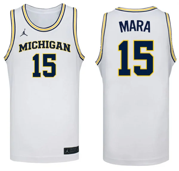 Michigan Wolverines #15 Aday Mara White College Basketball Game Jersey