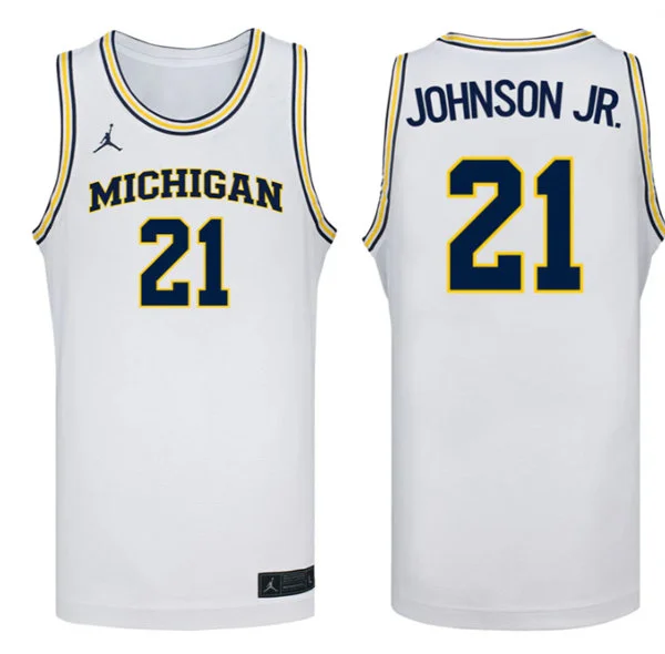 Michigan Wolverines #21 Morez Johnson Jr. White College Basketball Game Jersey
