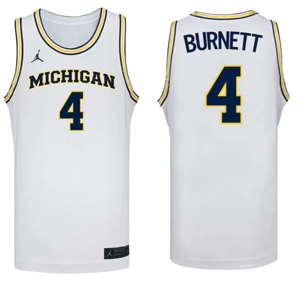 Mens Youth Michigan Wolverines #4 Nimari Burnett White College Basketball Game Jersey