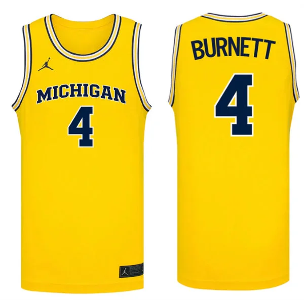 Mens Youth Michigan Wolverines #4 Nimari Burnett Maize College Basketball Game Jersey
