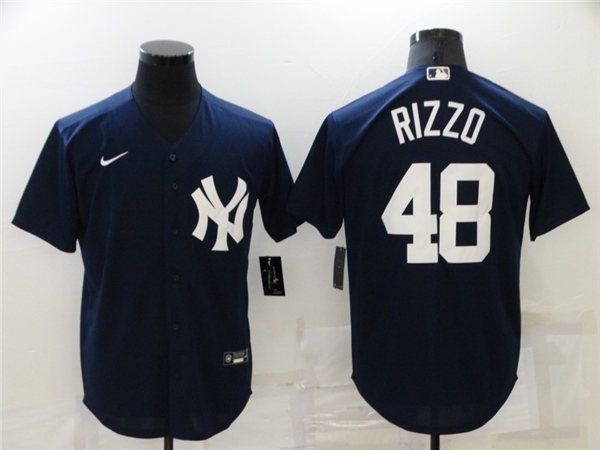 Mens New York Yankees #48 Anthony Rizzo Nike Navy Alternate With Name Cool Base Jersey