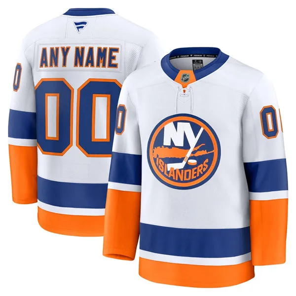 Men's New York Islanders Custom Fanatics Away White Jersey