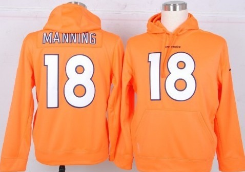 Denver Broncos #18 Peyton Manning Orange Nike Hoody