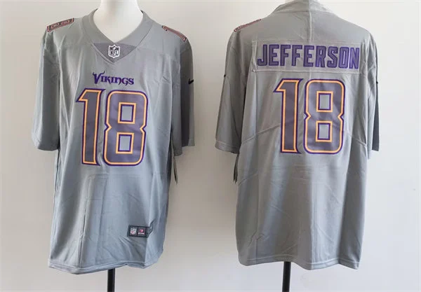 Men's Minnesota Vikings #18 Justin Jefferson Gray Atmosphere Fashion Game Jersey