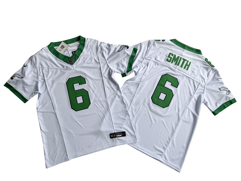 Mens Philadelphia Eagles #6 DeVonta Smith 2023 Nike White 1996 Retro Nike Vapor F.U.S.E. Limited Jersey