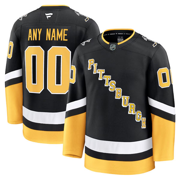 Youth Pittsburgh Penguins Custom Fanatics Black Alternate Throwback Jersey