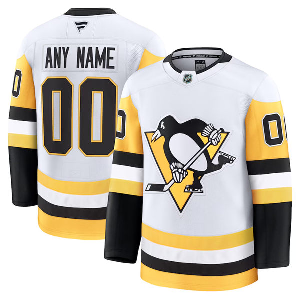 Men's Pittsburgh Penguins Fanatics White Away Stitched Custom Jersey