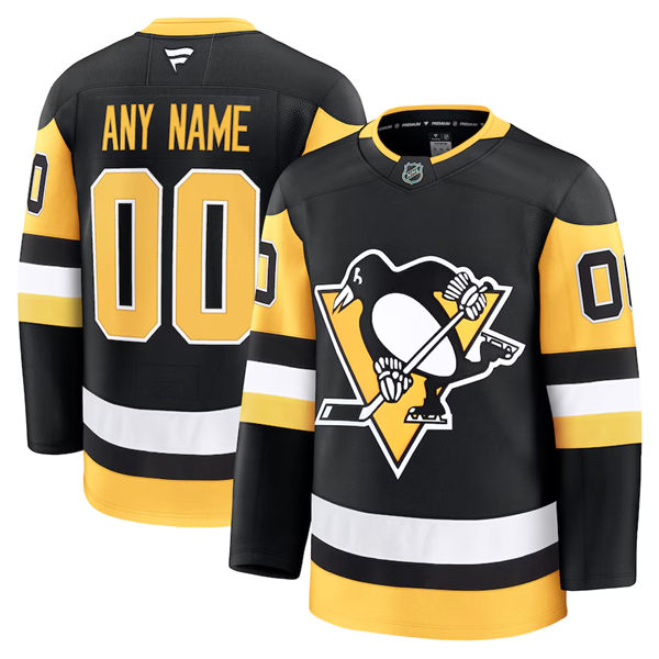 Men's Pittsburgh Penguins Custom Stitched Fanatics Home Black Jersey