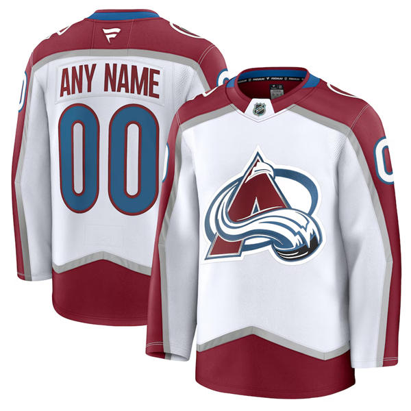 Youth Colorado Avalanche Custom Fanatics White Away Premier Player Jersey