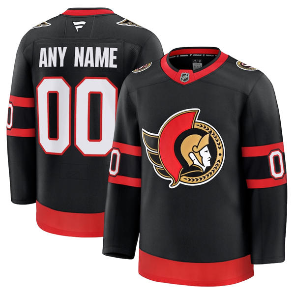 Youth Ottawa Senators Custom  Stitched Fanatics Home Black Premium Jersey