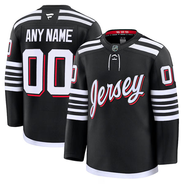 Mens New Jersey Devils Custom Fanatics  Black Alternate Premier Jersey