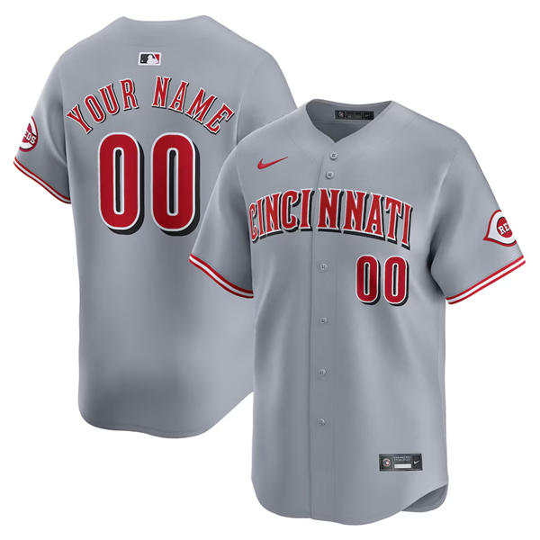 Men's Youth Cincinnati Reds Custom Nike Grey Road Limited Jersey