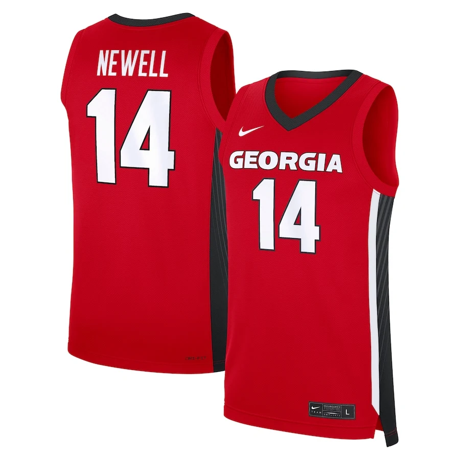 Georgia Bulldogs #14 Asa Newell Red College Basketball Game Jersey
