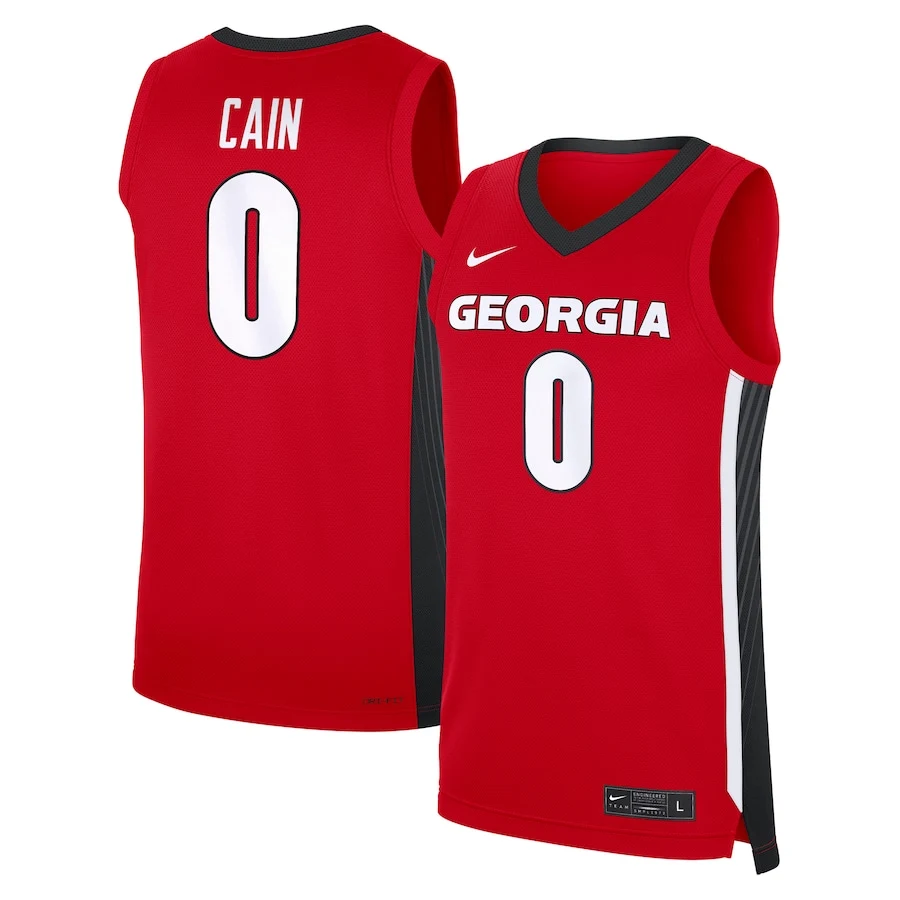 Georgia Bulldogs #0 Blue Cain Red College Basketball Game Jersey