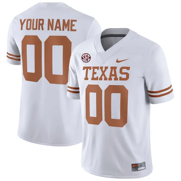 Texas Longhorns Custom Nike 2025 SEC White College Football Game Jersey