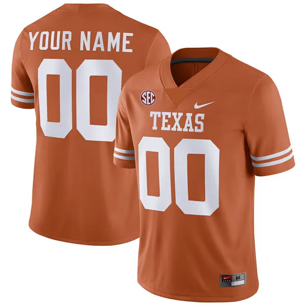 Texas Longhorns Custom Nike 2025 SEC Orange College Football Game Jersey