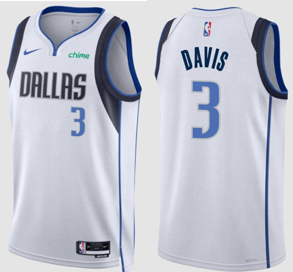 Mens Dallas Mavericks #3 Anthony Davis White Association Edition Jersey