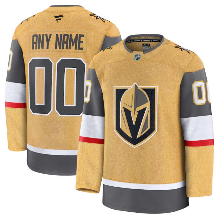 Men Vegas Golden Knights Custom Stitched Fanatics Gold Home Jersey