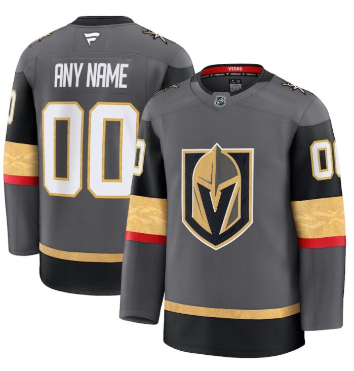 Men's Vegas Golden Knights Custom Stitched Fanatics Gray Alternate Jersey