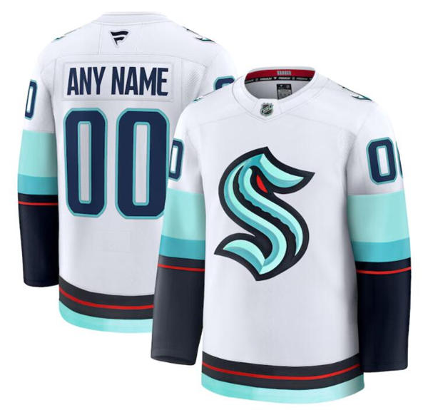 Youth Seattle Kraken Custom Fanatics Away White Premium Jersey