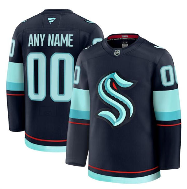 Youth Seattle Kraken Custom Fanatics Navy Home Premium Jersey