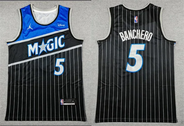 Men's Orlando Magic #5 Paolo Banchero 2025-26 Black Statement Edition Swingman Jersey