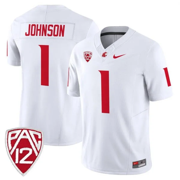 Washington State Cougars #1 Angel Johnson 2025 White College Football Game Jersey