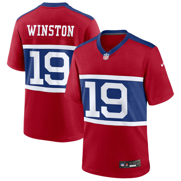 Men's New York Giants #19 Jameis Winston Century Red 100TH Season Commemorative Jersey