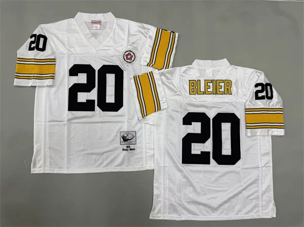 Men's Pittsburgh Steelers #20 Rocky Bleier White Throwback Jersey