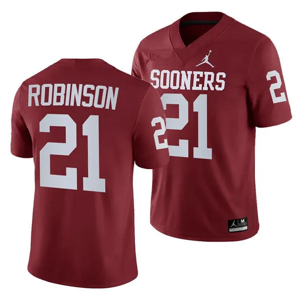 Oklahoma Sooners #21 Xavier Robinson 2025 SEC College Football Game Jersey Crimson