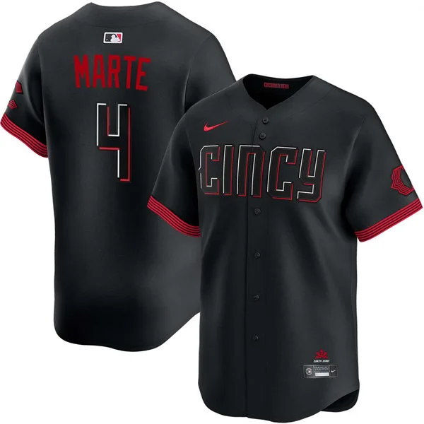 Men's Cincinnati Reds #4 Noelvi Marte Nike Black City Connect Limited Jersey