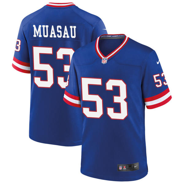 Men's New York Giants #53 Darius Muasau Nike Royal Classic Limited Jersey