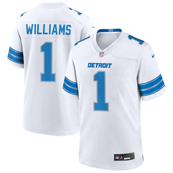 Womens Detroit Lions #1 Jameson Williams Nike White Limited Jersey