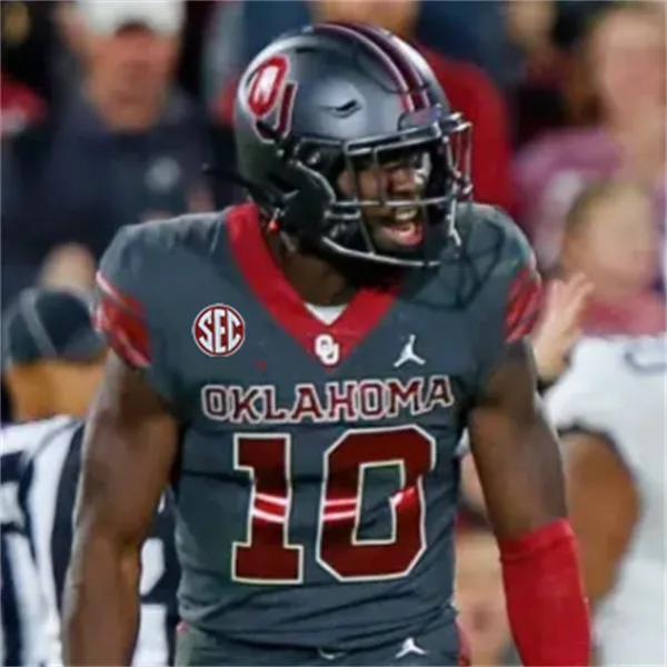 Oklahoma Sooners #10 Kip Lewis 2025 SEC Anthracite College Football Game Jersey