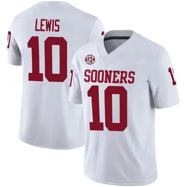 Oklahoma Sooners #10 Kip Lewis 2025 SEC White College Football Game Jersey