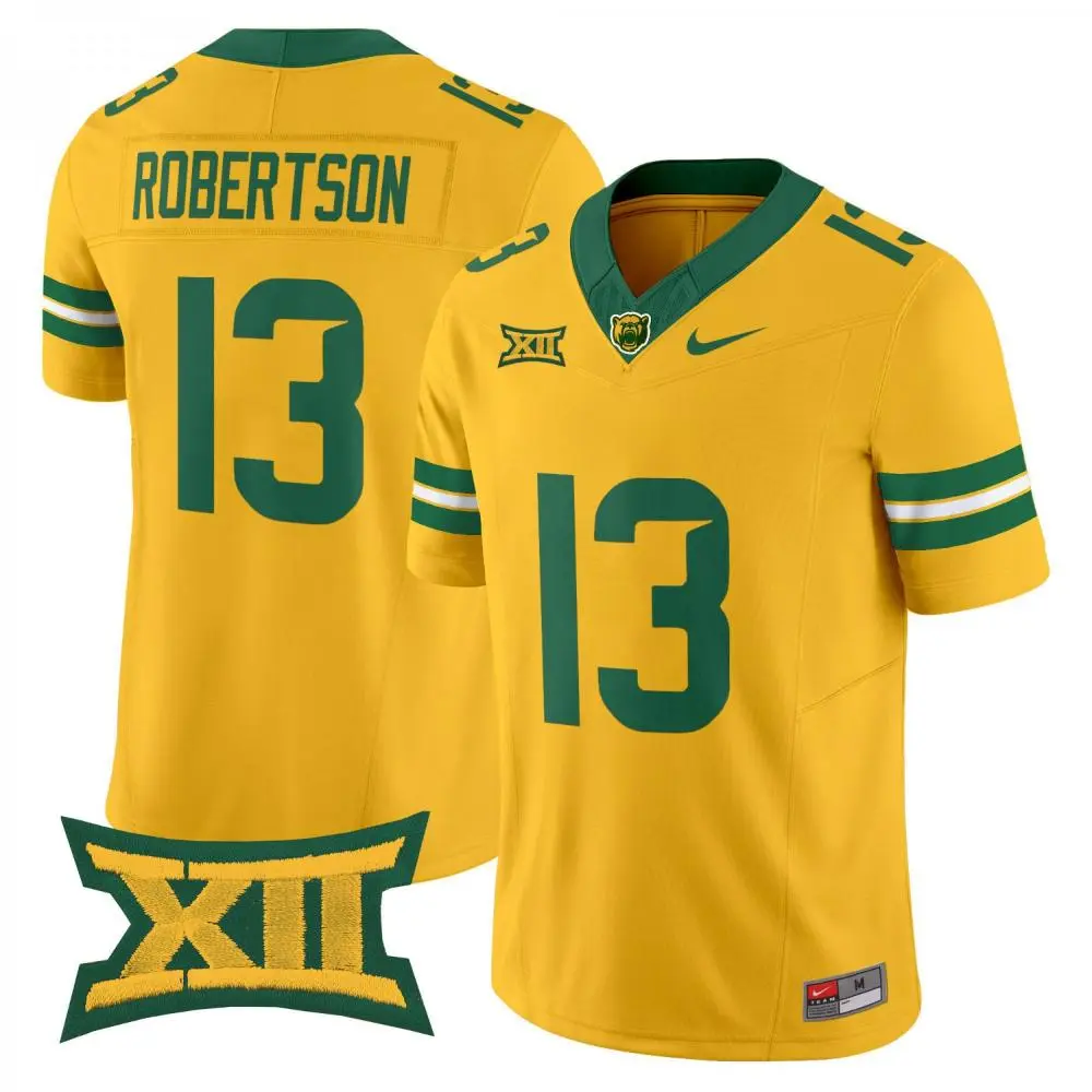 Baylor Bears #13 Sawyer Robertson 2025 Gold College Football Game Jersey