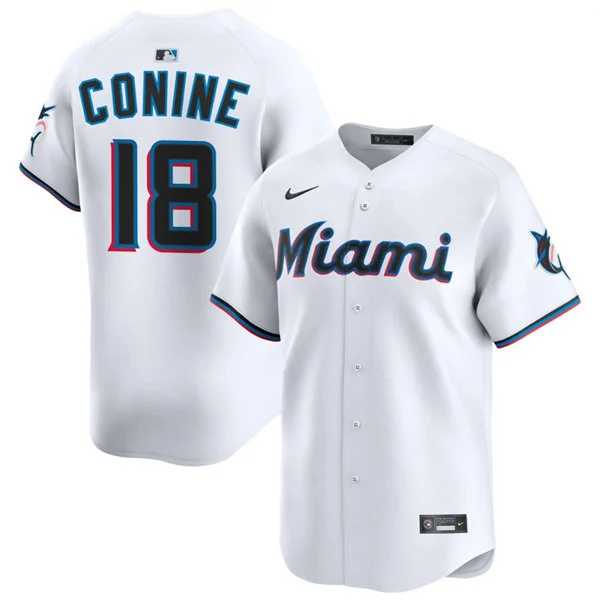 Mens Miami Marlins #18 Griffin Conine White Home Limited Jersey