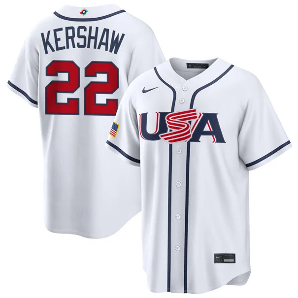 Team USA #22 Clayton Kershaw Nike White 2026 World Baseball Classic Limited Jersey