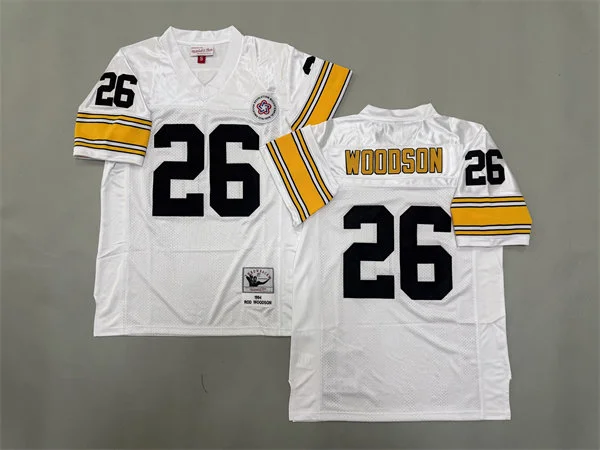 Men's Pittsburgh Steelers #26 Rod Woodson White Throwback Jersey