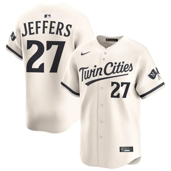 Mens Minnesota Twins #27 Ryan Jeffers Nike 2025 Nike Cream Alternate Vapor Limited Jersey