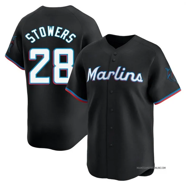 Mens Miami Marlins #28 Kyle Stowers Nike Black Alternate Limited Jersey