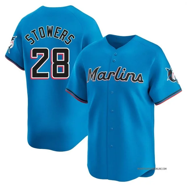 Mens Miami Marlins #28 Kyle Stowers Nike Blue Alternate Limited Jersey