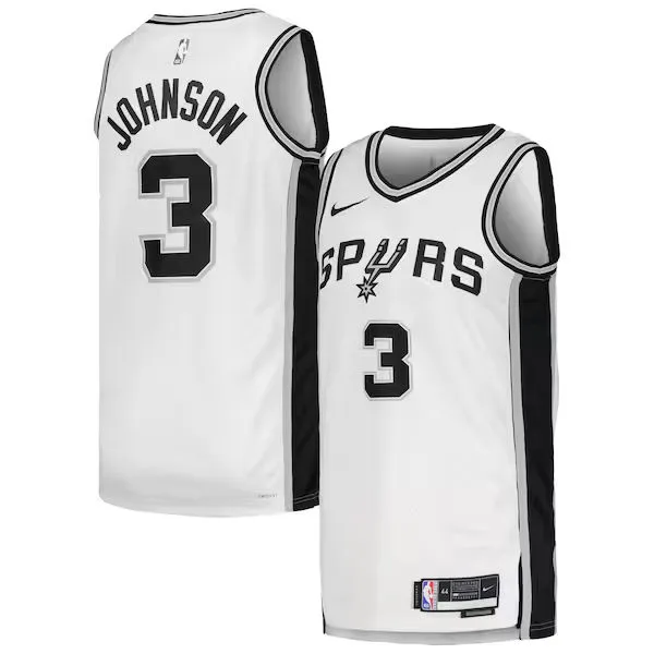 Men's San Antonio Spurs #3 Keldon Johnson White Association Edition Jersey