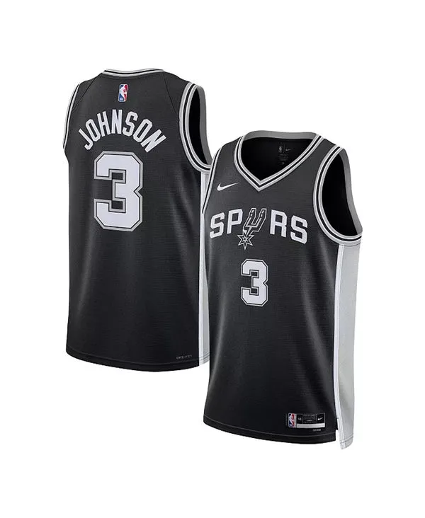 Men's San Antonio Spurs #3 Keldon Johnson Black Icon Edition Swingman Jersey