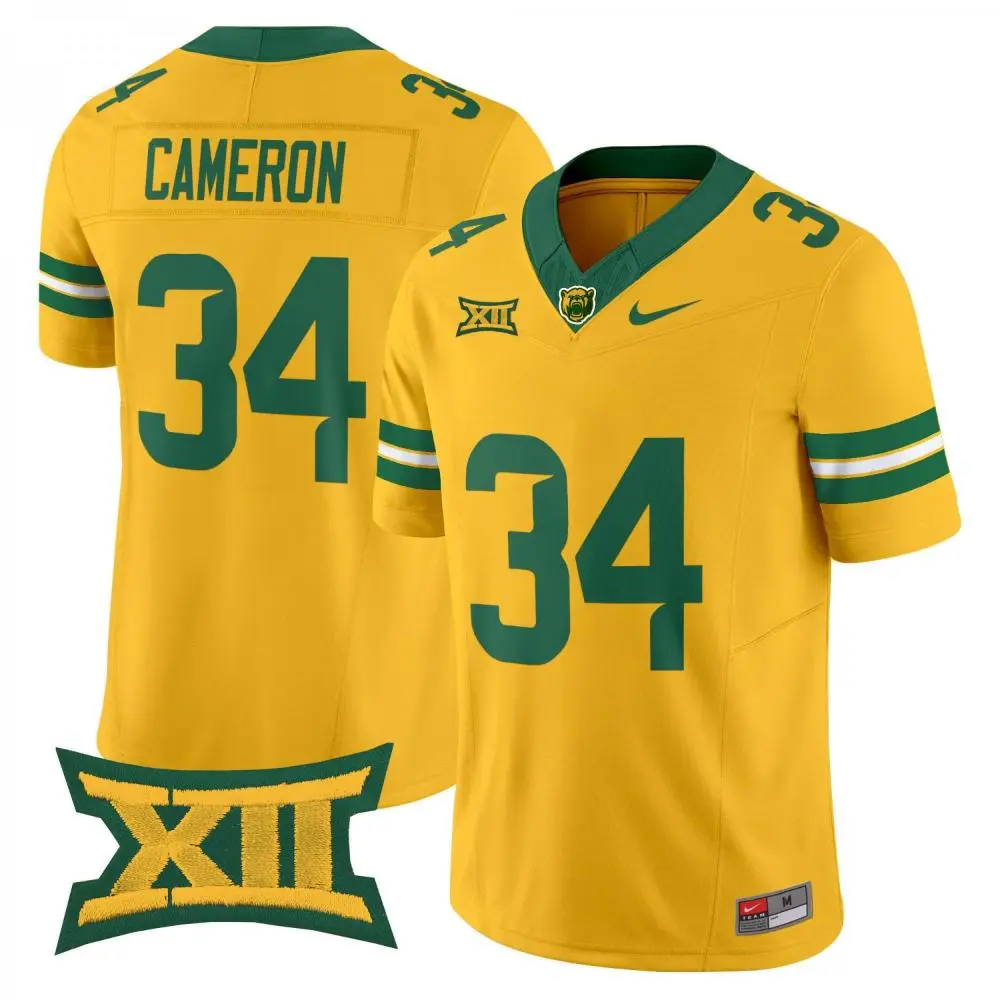 Baylor Bears #34 Josh Cameron 2025 Gold College Football Jersey
