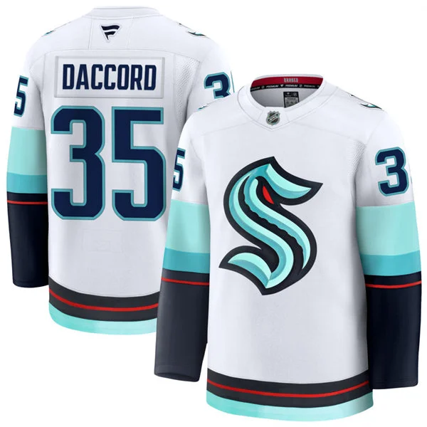 Mens Seattle Kraken #35 Joey Daccord Fanatics Away White Premium Player Jersey