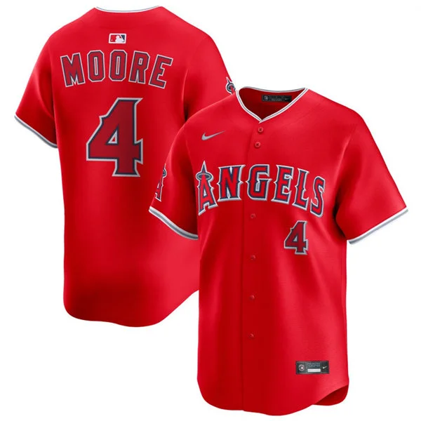 Mens Los Angeles Angels #4 Christian Moore Nike Scarlet Alternate Limited Jersey