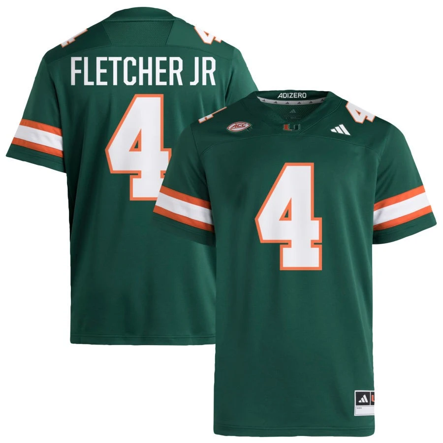 Miami Hurricanes #4 Mark Fletcher Jr. 2024 Green Football Game Jersey